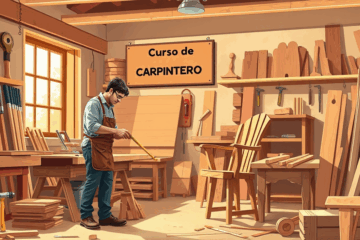 Curso de carpintería donde aprendes a crear muebles y estructuras de madera.