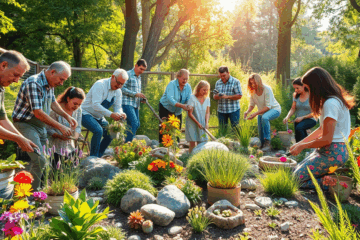 Imagen del curso de jardinería y paisajismo mostrando diseños creativos de jardines.