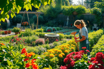 Imágen del curso de jardinería mostrando plantas y herramientas creativas para cultivar.