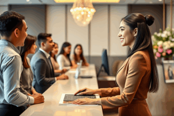 Estudiantes aprendiendo en un curso de Recepcionista Profesional, preparando su futuro en atención al cliente.