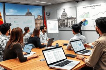 Imagen de un profesional estudiando métodos tributarios avanzados para la certificación en contabilidad
