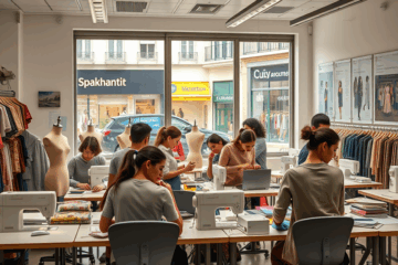 Personas trabajando en diseños de moda innovadores durante un curso de certificación avanzada.