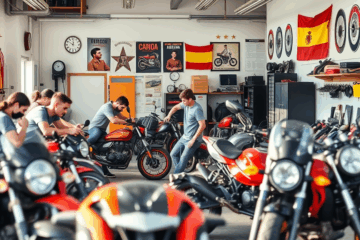 Imagen de un mecánico personalizado trabajando en una motocicleta