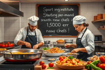 Chef trabajando en cocina profesional, representando el curso de ChefPro Institute sobre salarios potenciales.