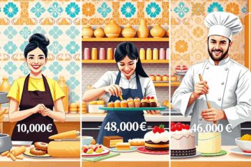 Imagen de un chef pastelero trabajando en la Pastelería Dulce Sabor, representando los posibles salarios tras completar el curso profesional.