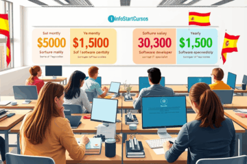 Imagen de un estudiante revisando opciones de salarios en informática después de completar el curso básico de Informática de InfoStart Cursos.