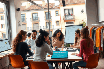 Imagen de estudiantes participando en un curso de moda y estilismo en FashionLab Academy.